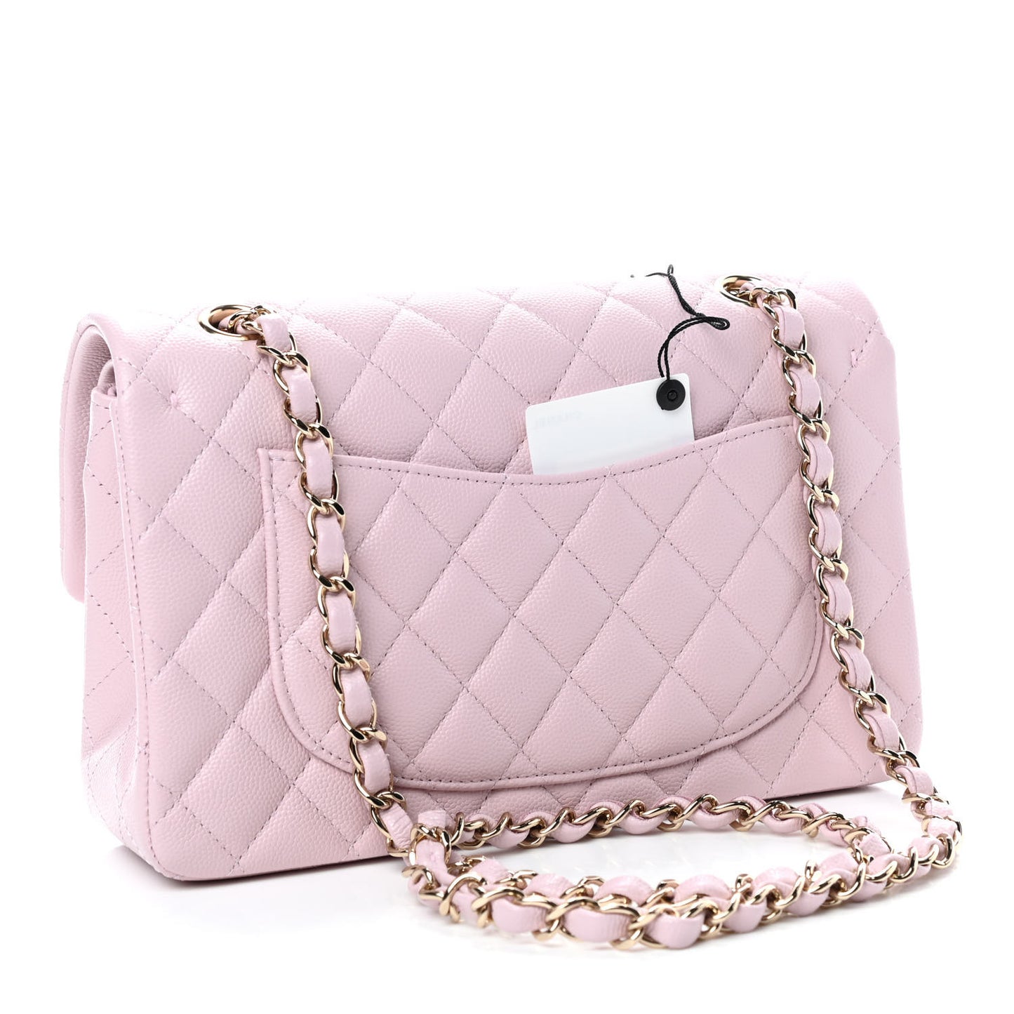 Caviar Quilted Small Double Flap Light Pink