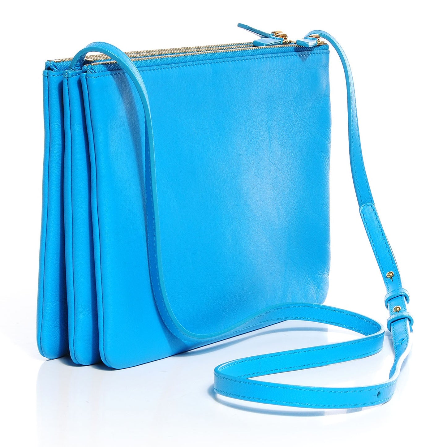 Lambskin Large Trio Crossbody Bag Turquoise
