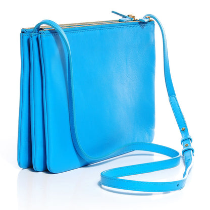 Celine Lambskin Large Trio Crossbody Bag Turquoise 3 of 8