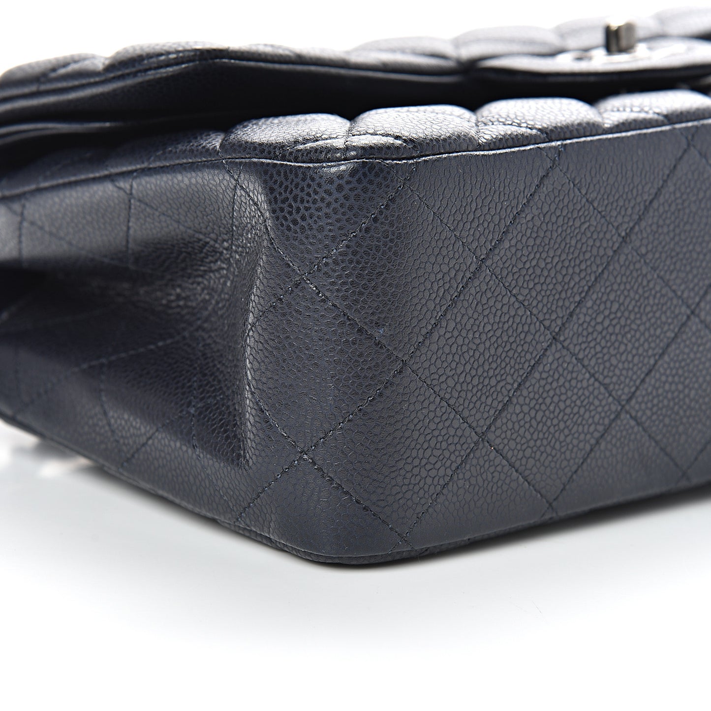 Caviar Quilted Jumbo Double Flap Navy Blue