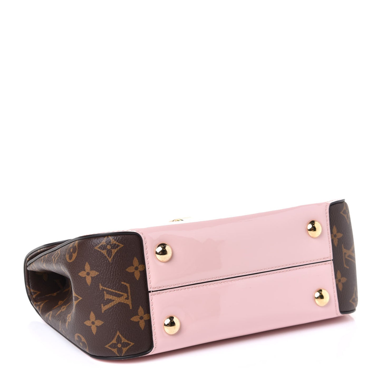 Patent Calfskin Monogram Cherrywood PM Rose Ballerine