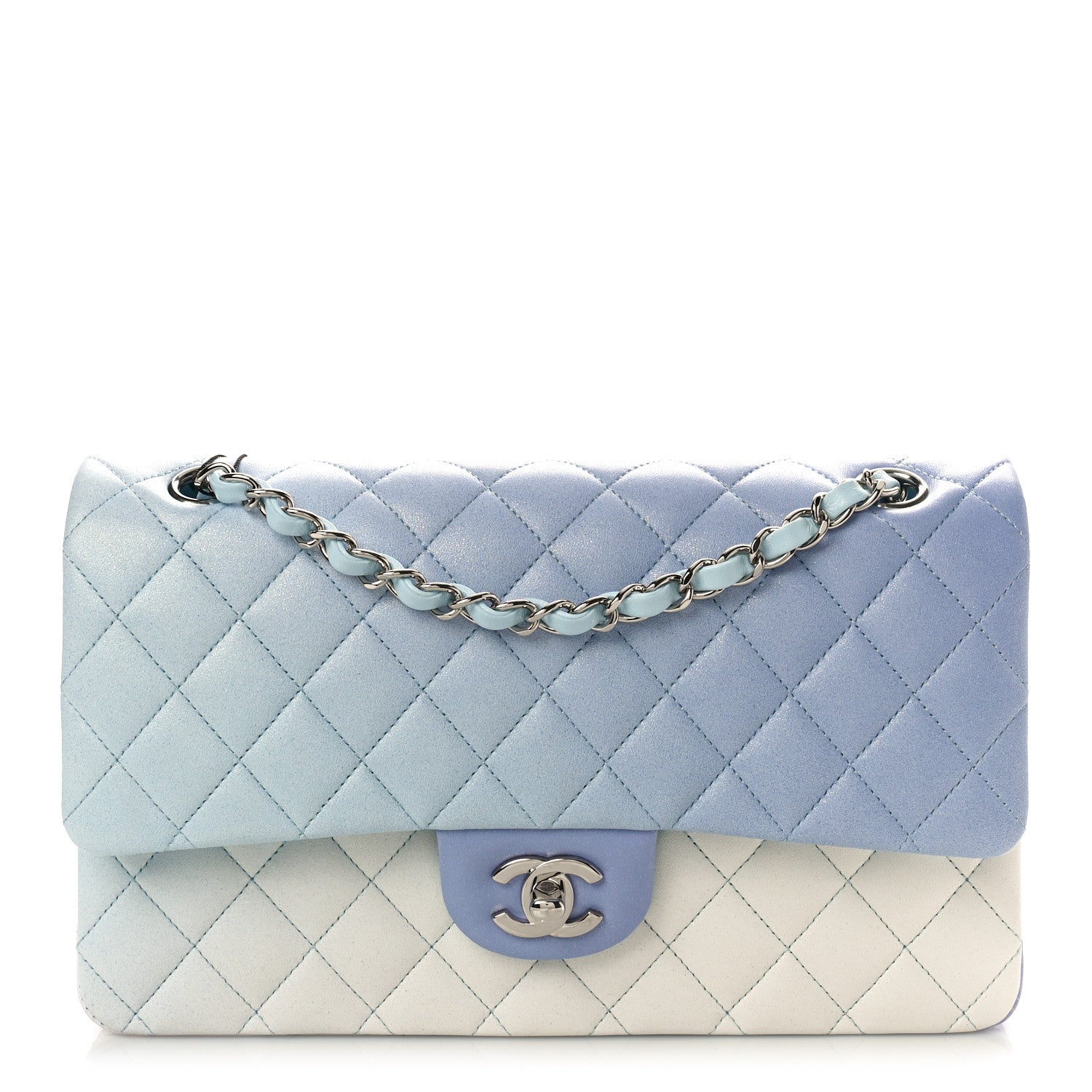 Chanel Perforated Lambskin Quilted Medium Double Flap Light Blue Light Purple White 1 of 9