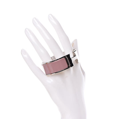 Hermes Enamel Wide Clic Clac H Bracelet PM Bois De Rose 2 of 5