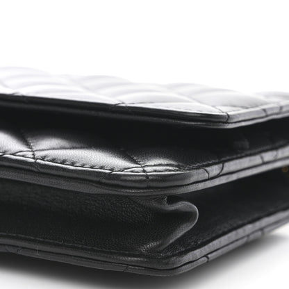Chanel Lambskin Quilted Wallet On Chain WOC Black 11 of 12