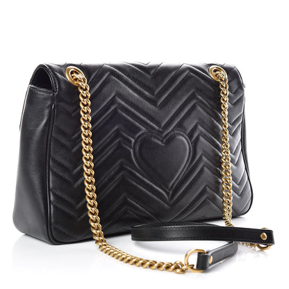 Gucci Calfskin Matelasse Medium GG Marmont Shoulder Bag Black 3 of 12