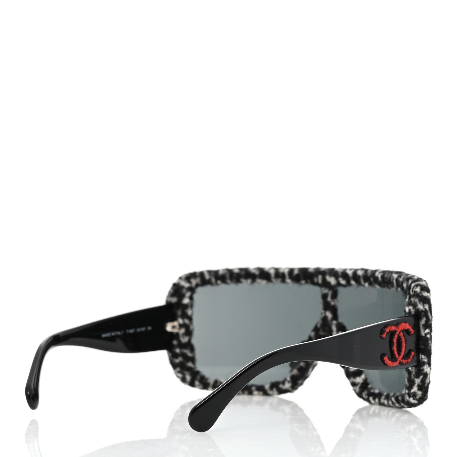 Chanel Tweed Shield Sunglasses 71367 Black Red 4 of 8