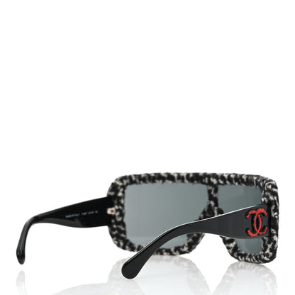 Chanel Tweed Shield Sunglasses 71367 Black Red 4 of 8