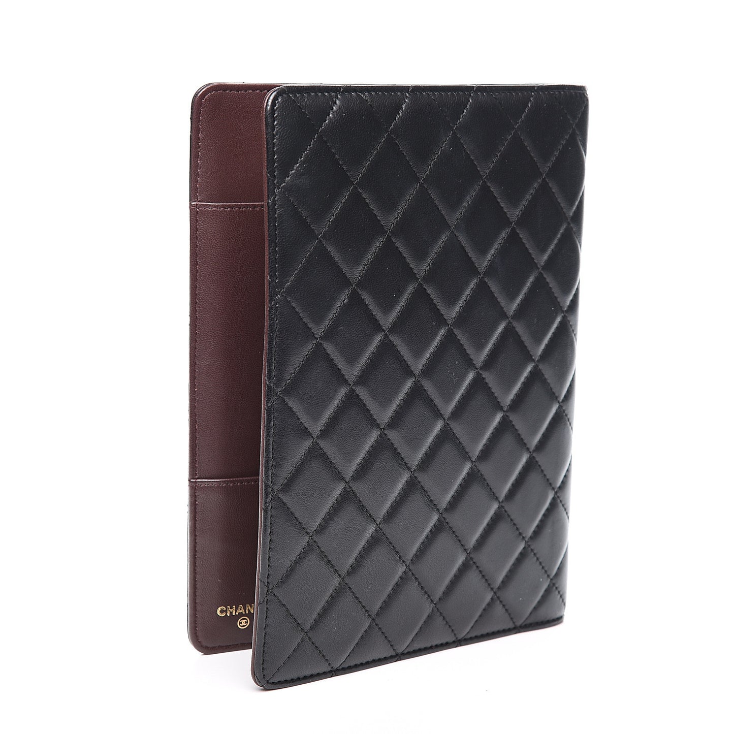 Lambskin Quilted Large Agenda Cover Black