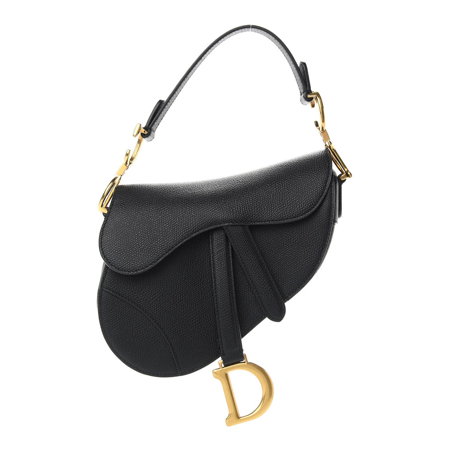 Grained Calfskin Mini Saddle Bag Black