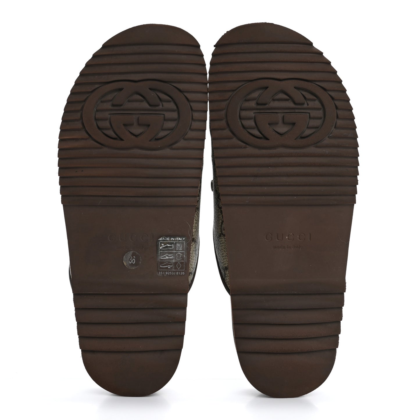 GG Supreme Monogram Miro Soft Calfskin Womens Horsebit Slippers 36 Beige Ebony New Acero