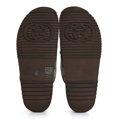 Gucci GG Supreme Monogram Miro Soft Calfskin Womens Horsebit Slippers 36 Beige Ebony New Acero 6 of 12