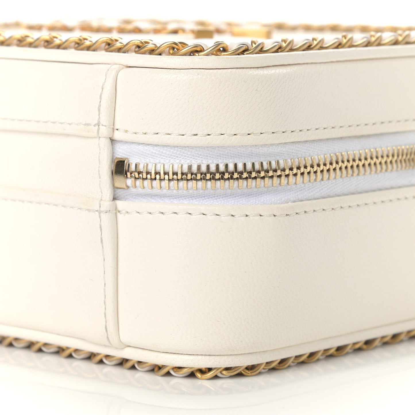 Goatskin Quilted Small CC Filigree Vanity Case White