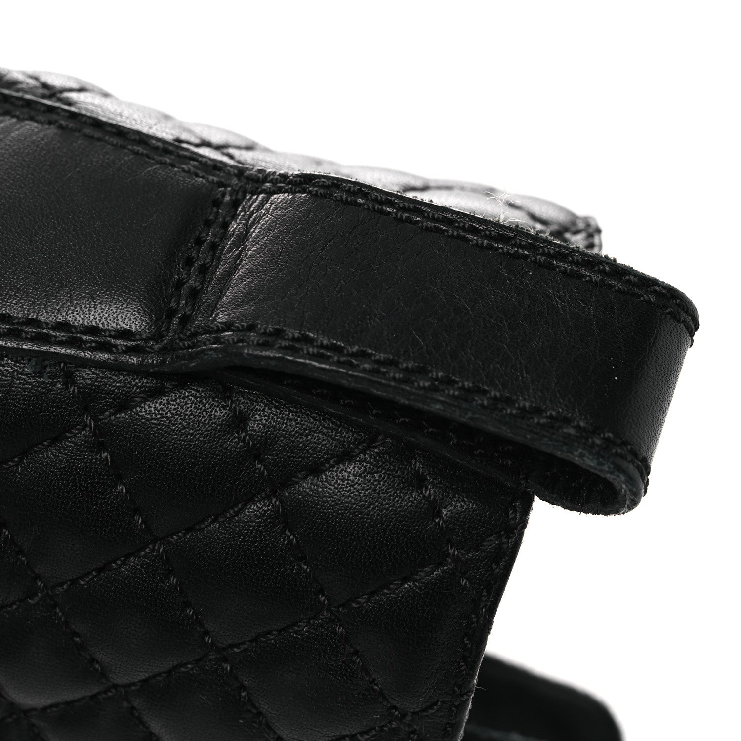 Chanel Calfskin Quilted Lace Up Combat Boots 37.5 Black 14 of 15