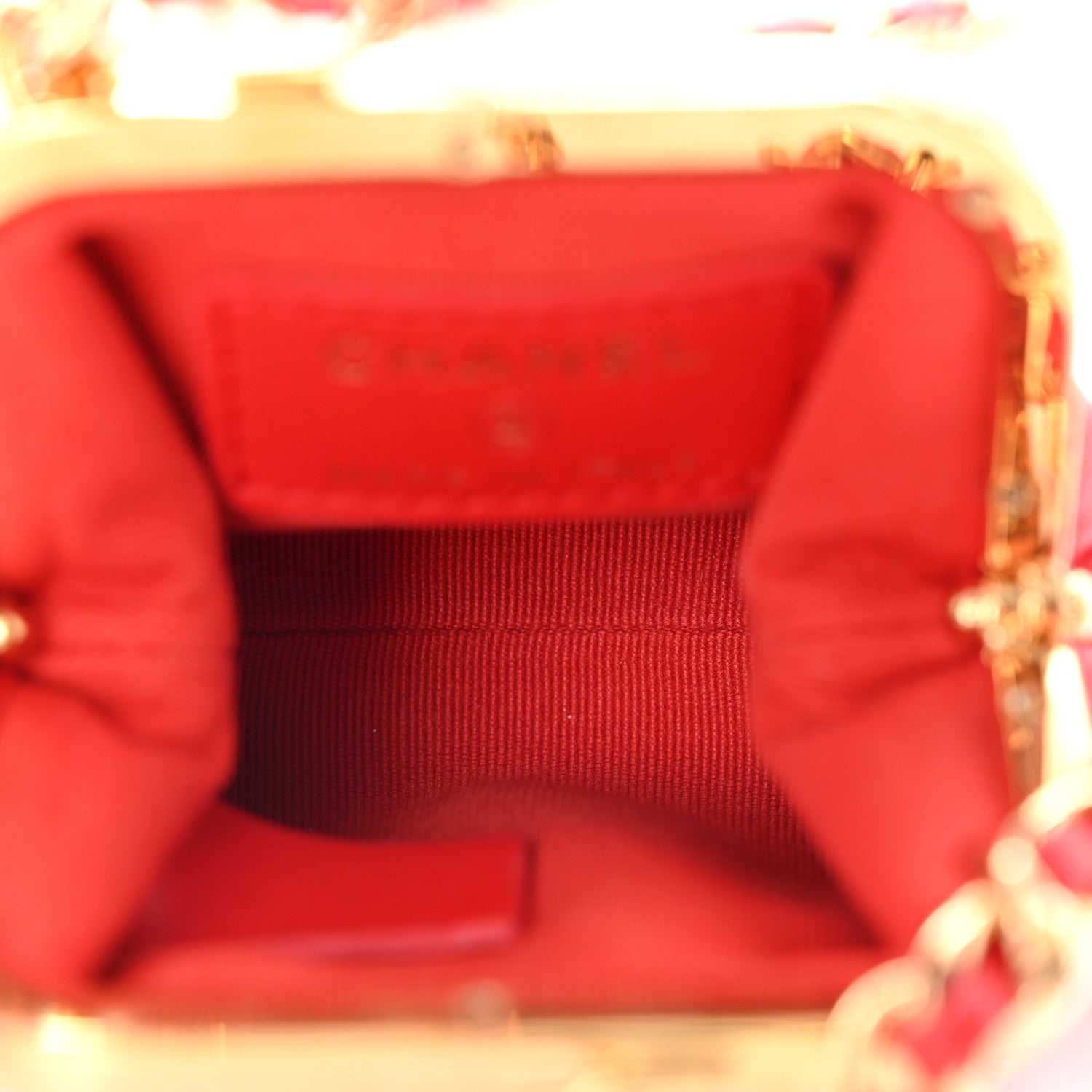 Chanel Lambskin Quilted Mini Kiss Lock Clutch With Chain Red 5 of 10