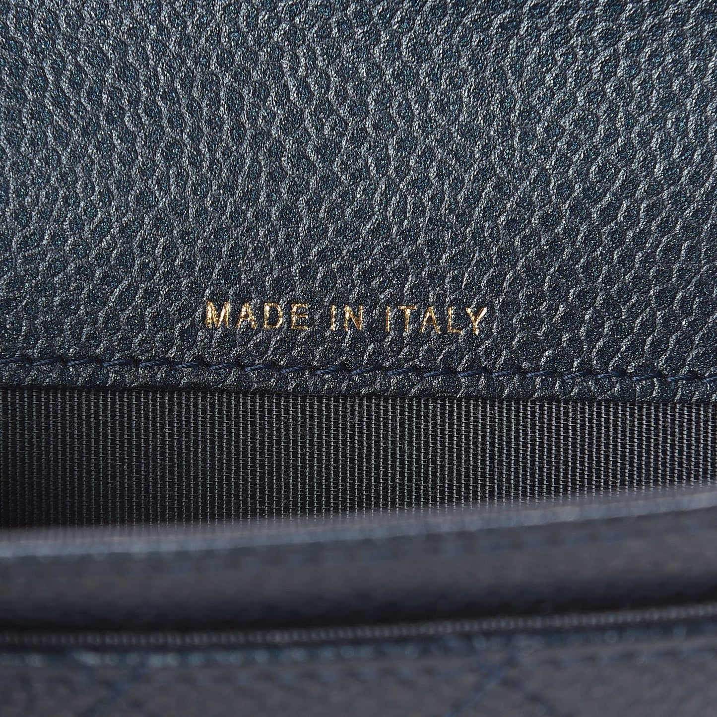 Iridescent Caviar Quilted Flap Card Holder Dark Blue
