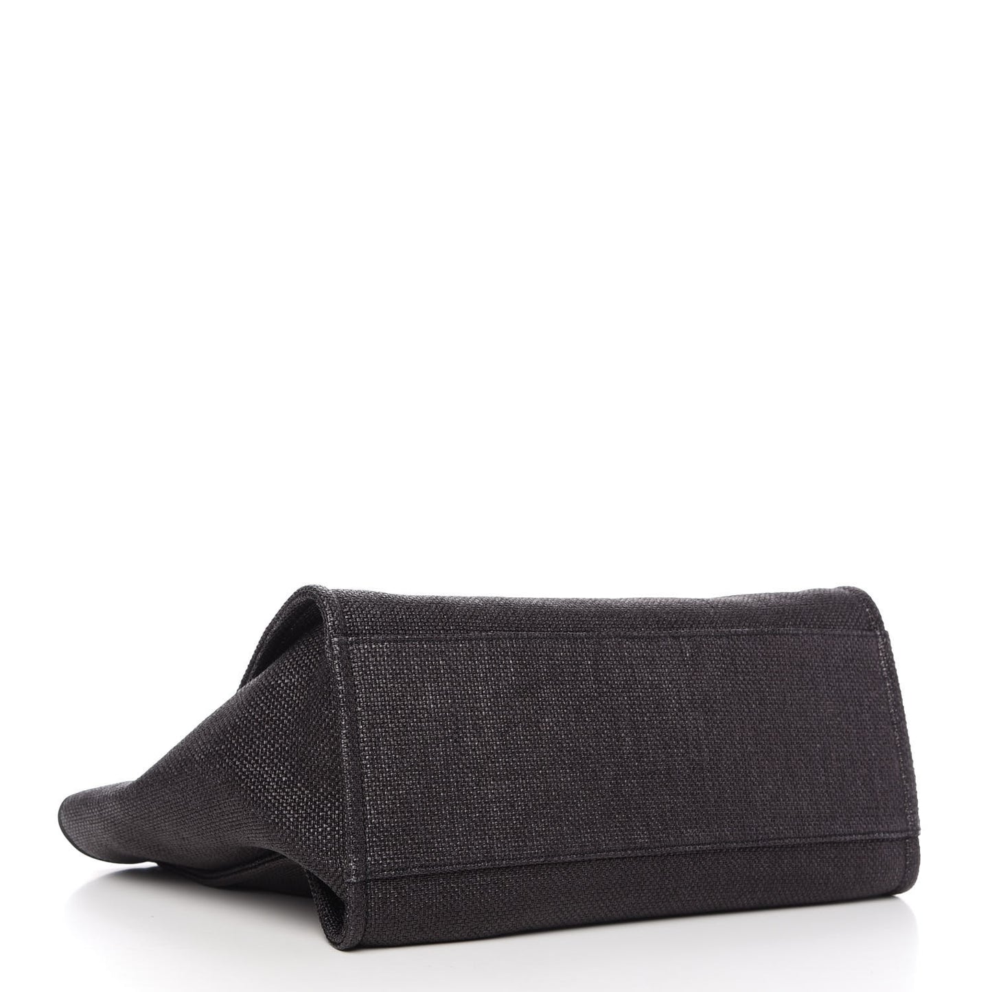 Woven Straw Raffia Medium Deauville Tote Black
