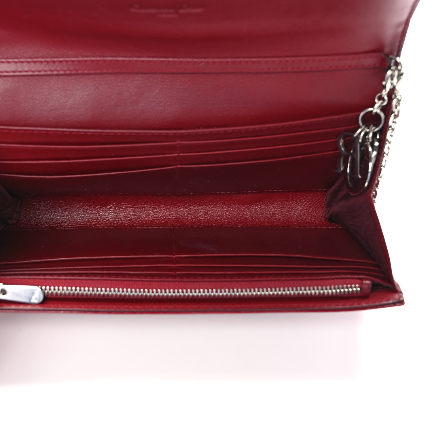 Christian Dior Patent Cannage Lady Dior Rendezvous Wallet On Chain Red 5 of 10