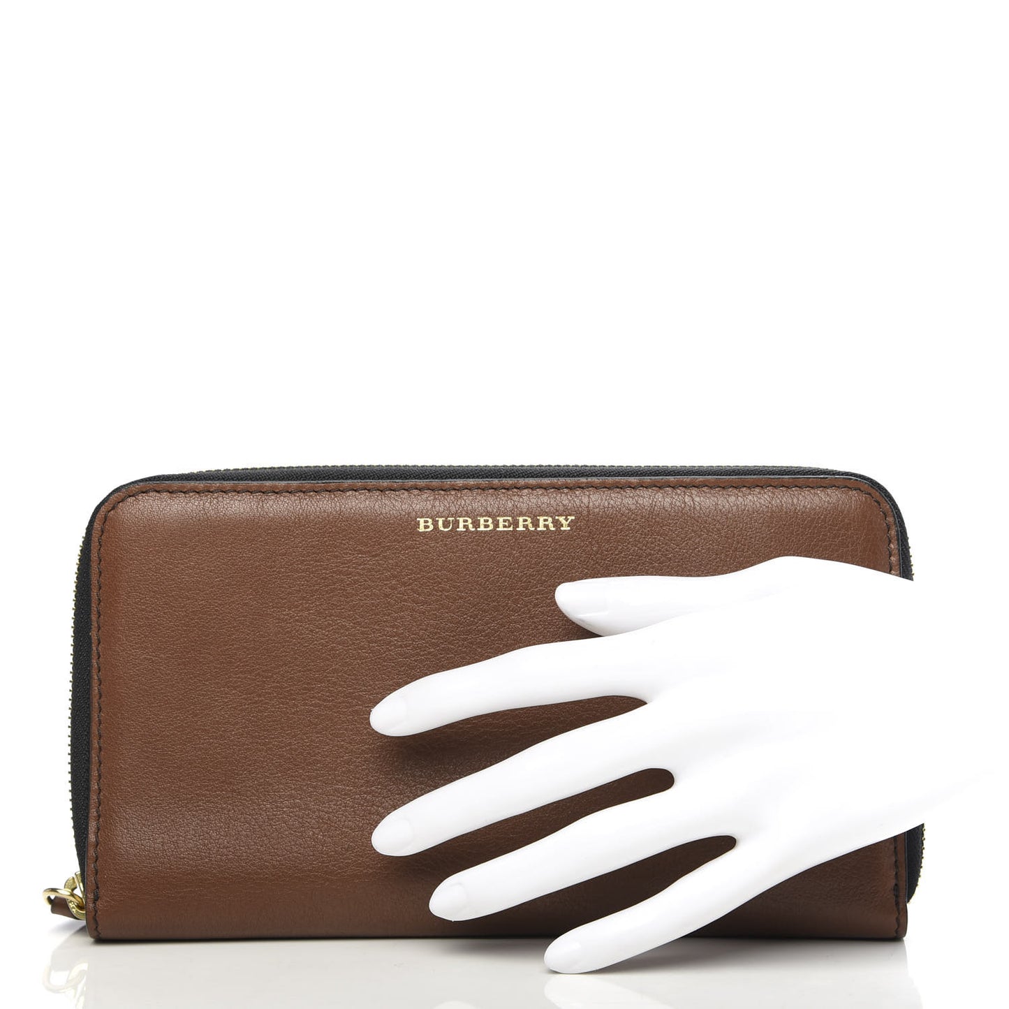 Signature Grain Calfskin Soft Renfrew Zip Around Wallet Tan