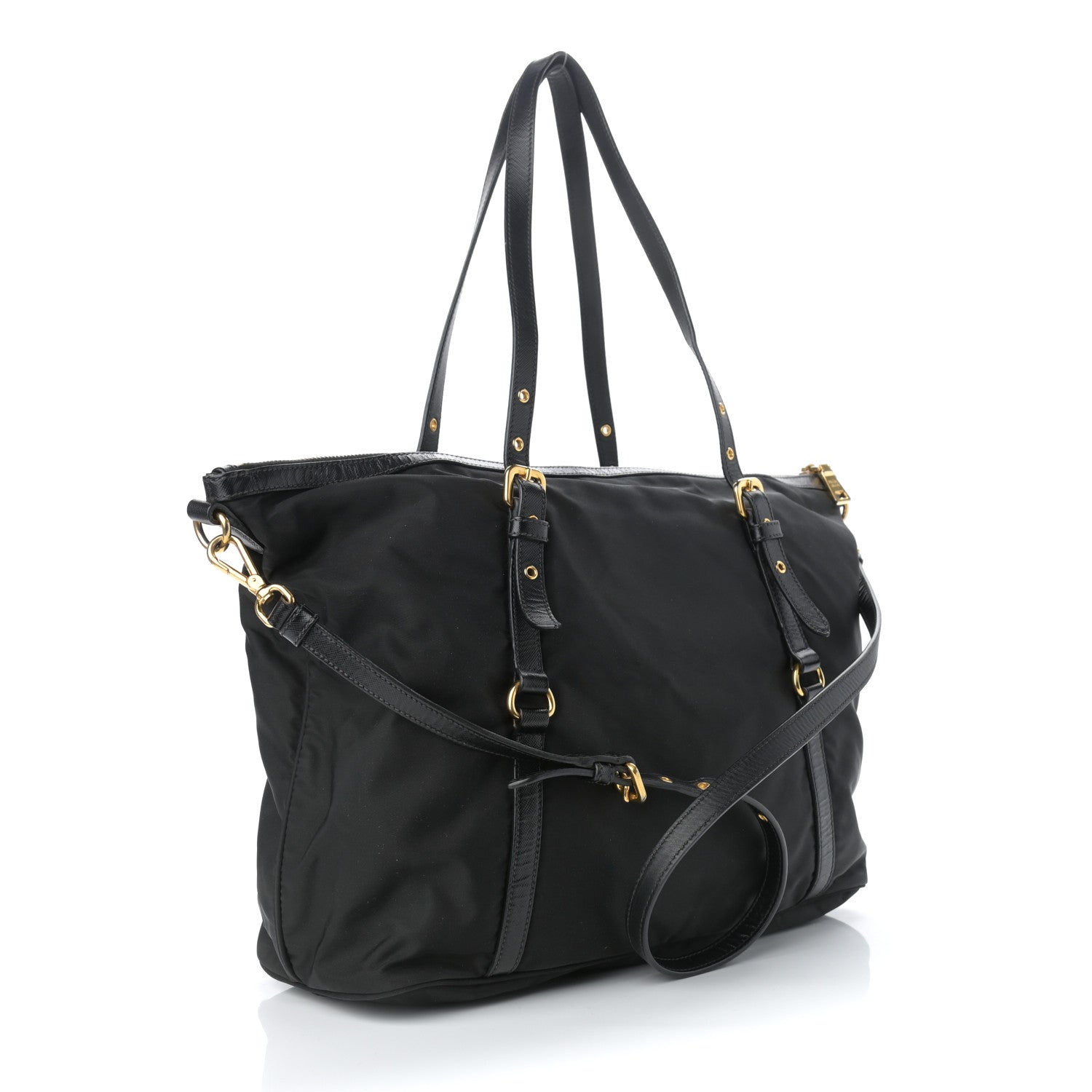 Prada Tessuto Nylon Soft Calf Tote Black 3 of 11
