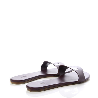 Hermes Calfskin Lisboa Sandals 40.5 Bordeaux 4 of 9