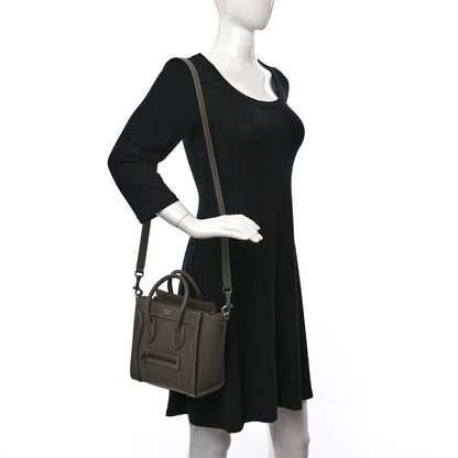 Celine Drummed Calfskin Nano Luggage Souris 2 of 8