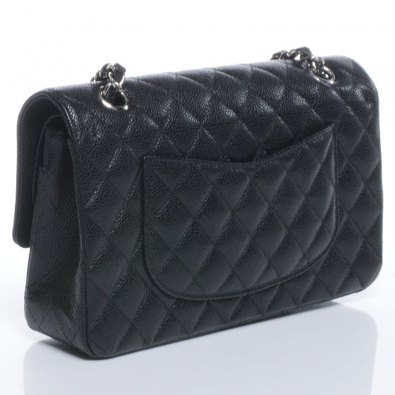 Caviar Quilted Medium Double Flap Black