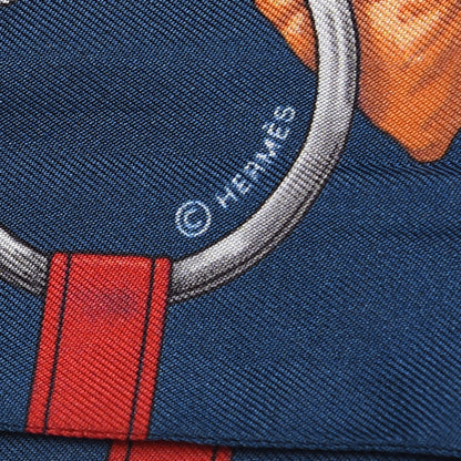 Hermes Silk Grand Manege Twilly Bleu Rouge Black 5 of 5
