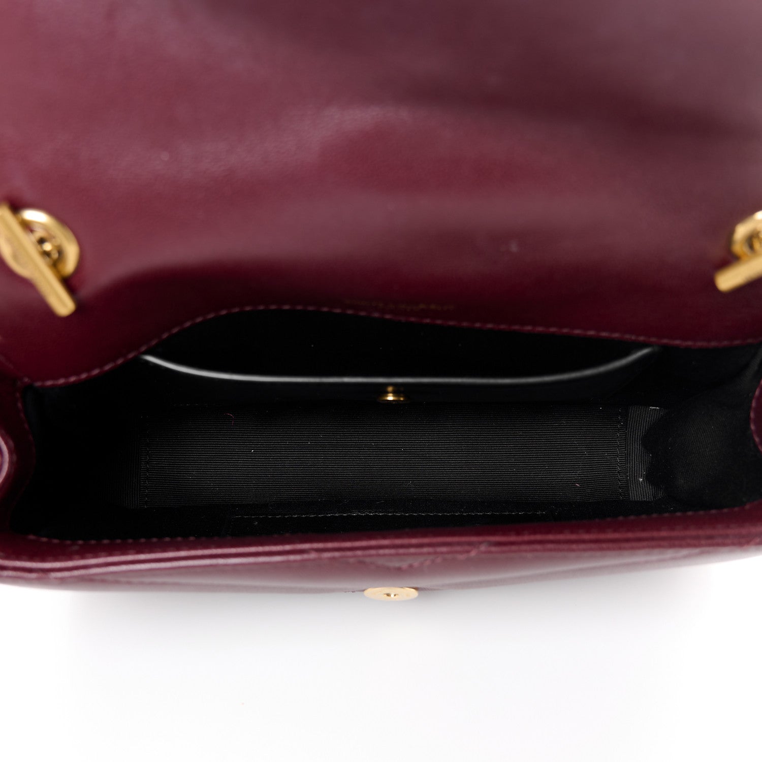 Saint Laurent Lambskin Chevron Quilted Mini Loulou Rouge Cabernet 6 of 12
