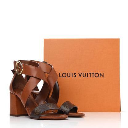 Louis Vuitton Calfskin Monogram Horizon Sandals 37 Cognac Brown 37 of 38