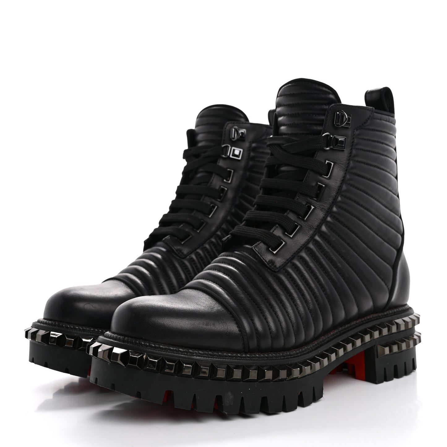 Calfskin Quilted Yetota Combat Boots 38.5 Black