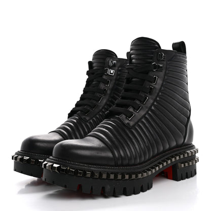 Christian Louboutin Calfskin Quilted Yetota Combat Boots 38.5 Black 4 of 8