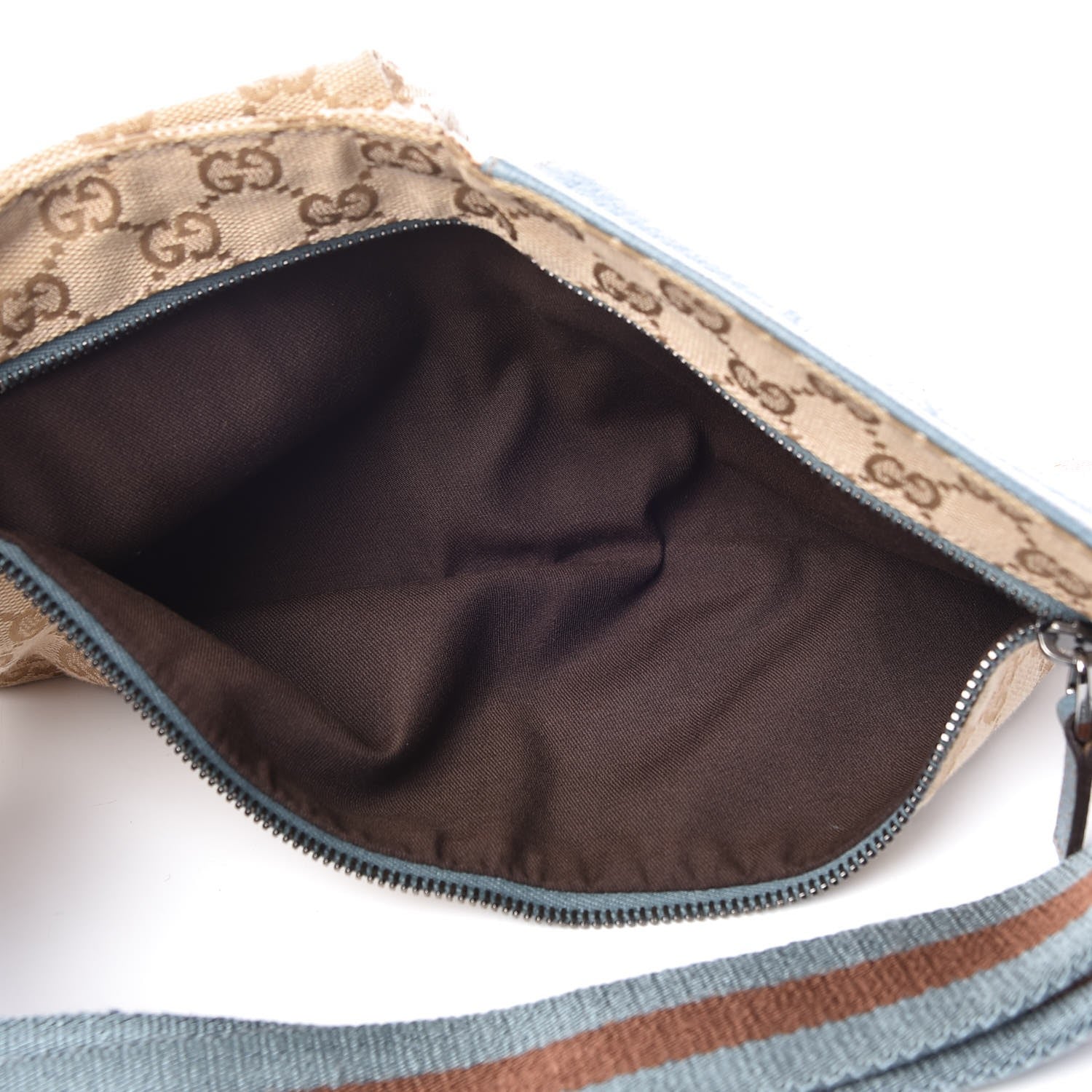 Gucci GG Monogram Web Double Pocket Belt Bag Blue 5 of 7