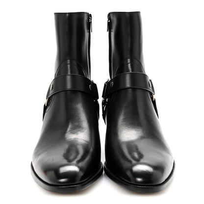Saint Laurent Calfskin Mens Wyatt Marrakesh Harness Ankle Boots 44 Black 3 of 10