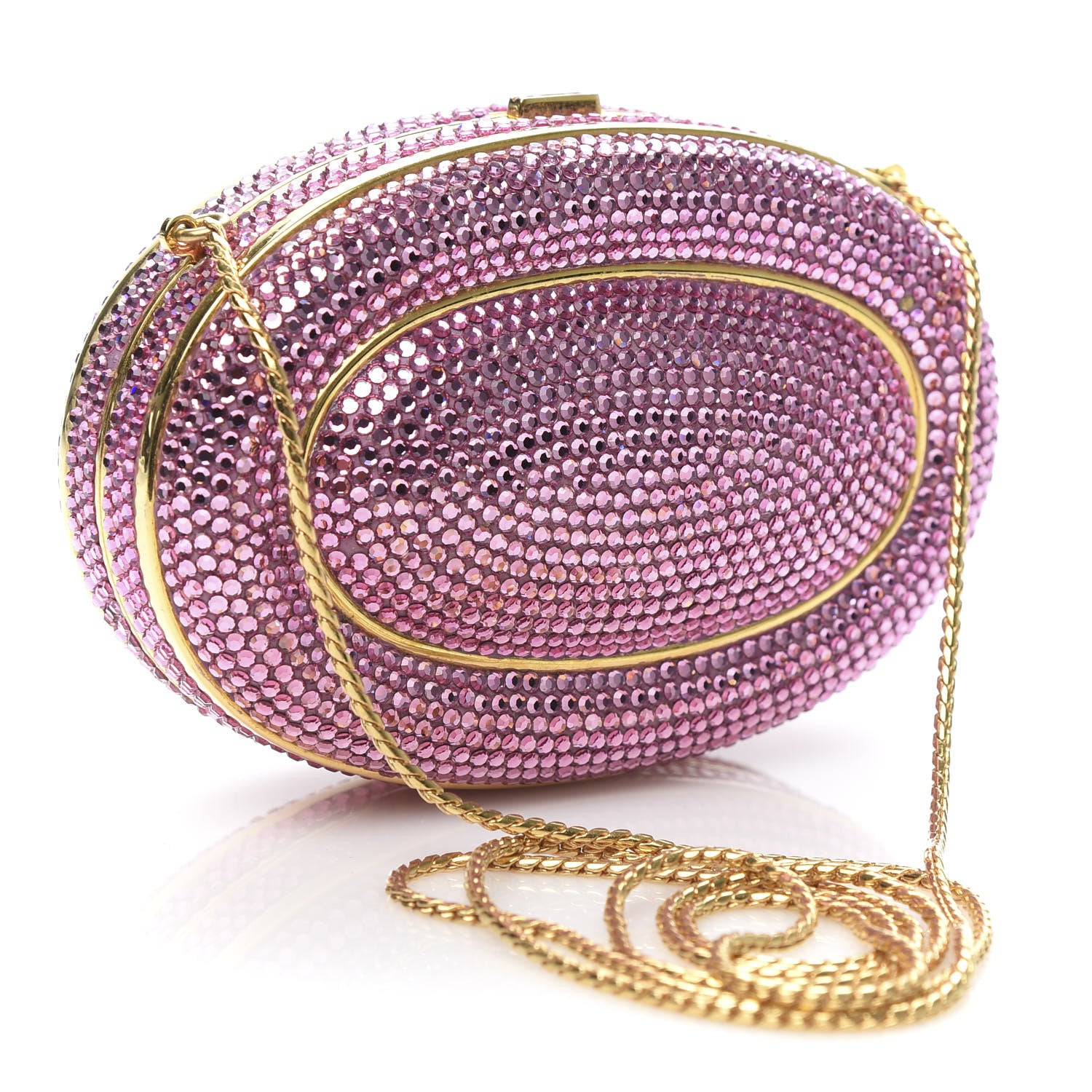 Judith Leiber Swarovski Crystal Minaudière Clutch Pink 3 of 9