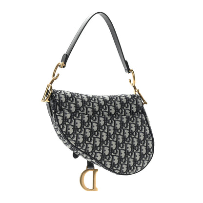 Christian Dior Oblique Saddle Bag Blue 3 of 10