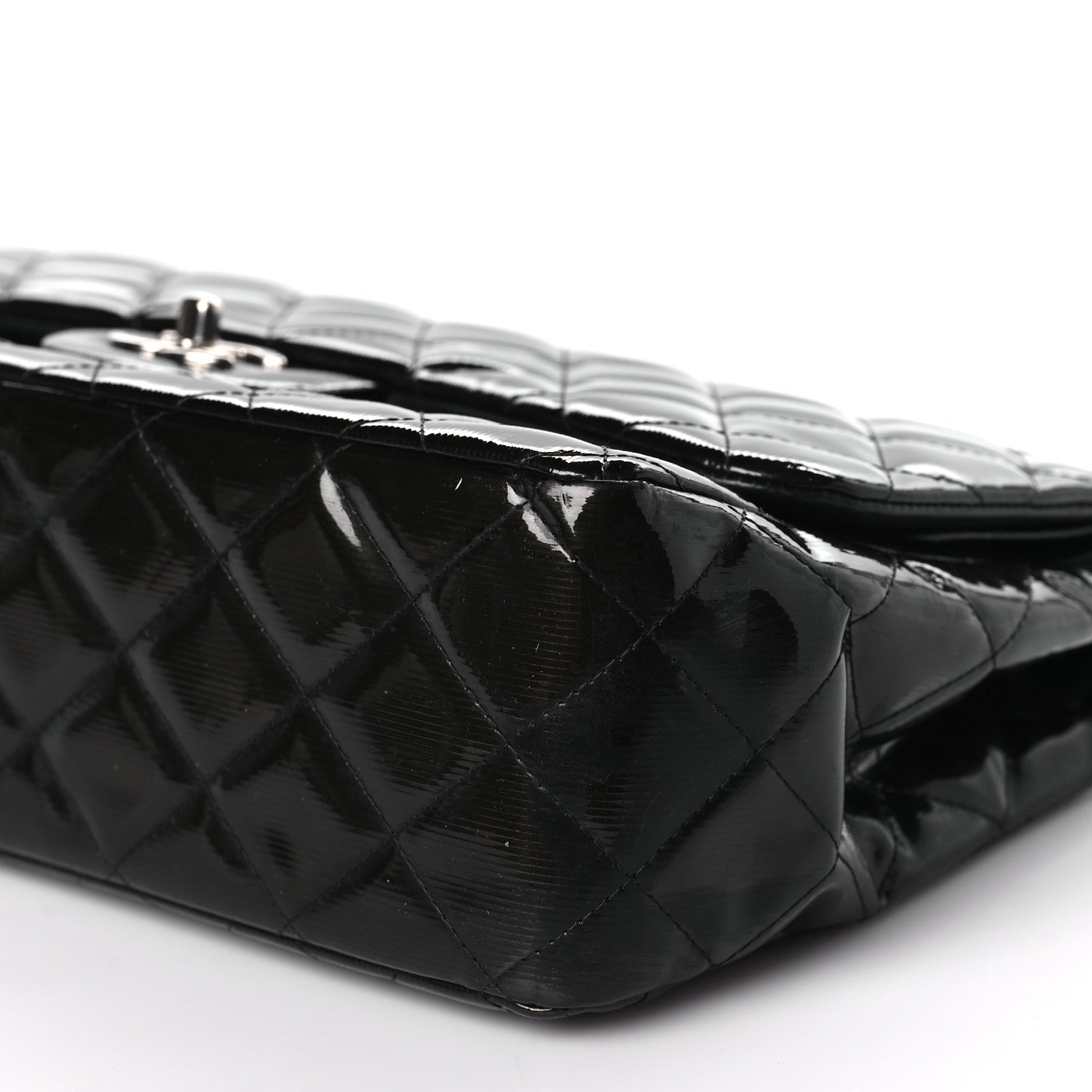 Chanel Striated Patent Quilted Jumbo Double Flap Black 9 of 9