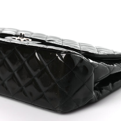 Chanel Striated Patent Quilted Jumbo Double Flap Black 9 of 9