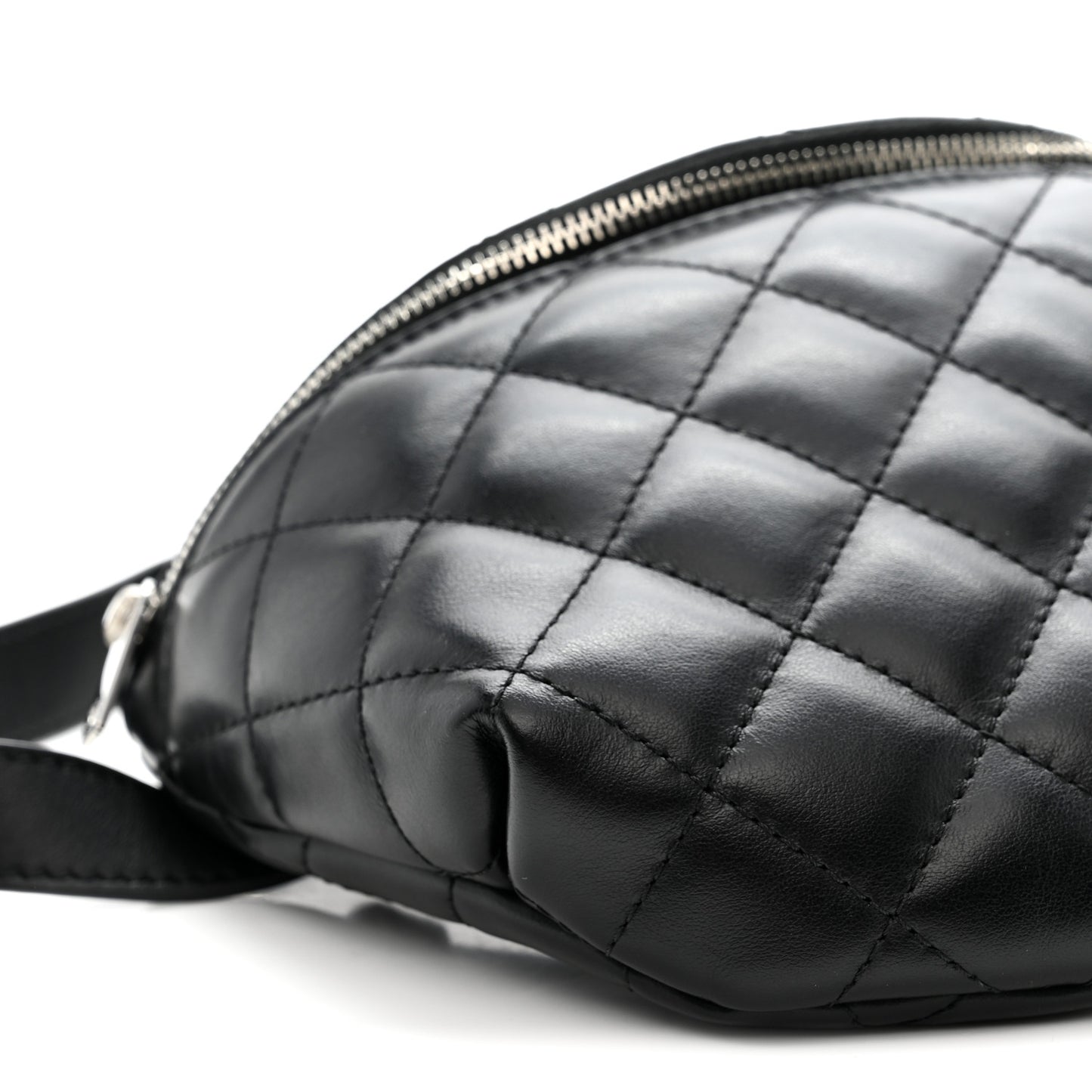 Lambskin Quilted Waist Belt Bag Black