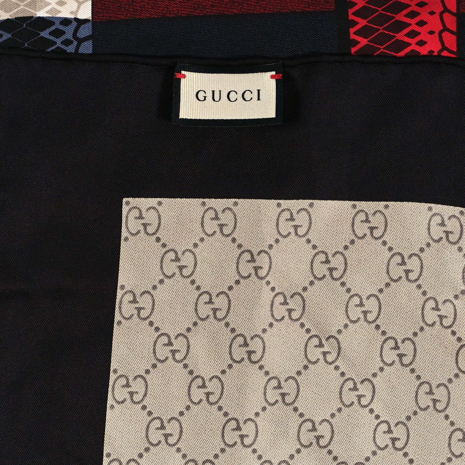Gucci Silk Monogram Kingsnake Square Scarf Black Multicolor 3 of 3