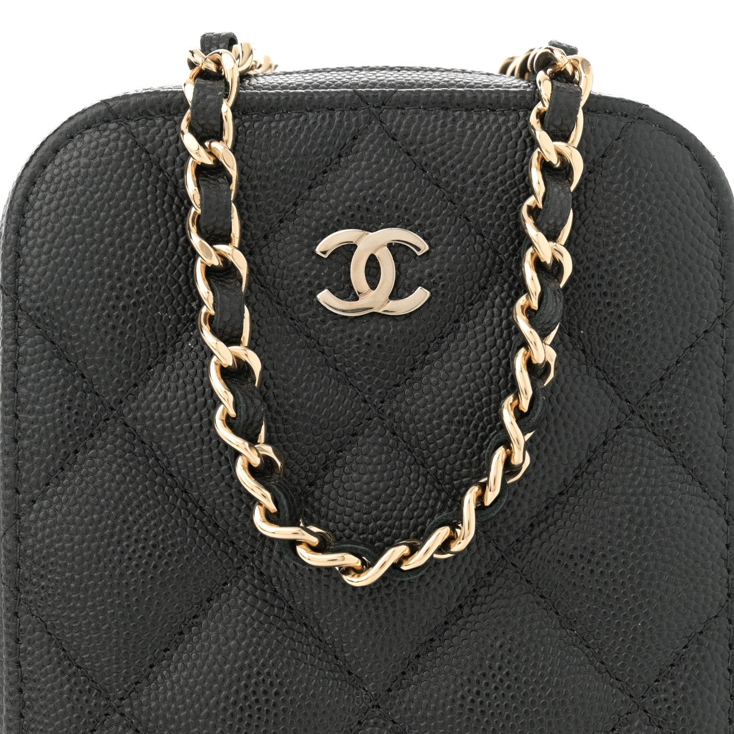 Chanel Caviar Quilted Phone Holder Wallet On Chain WOC Black 8 of 11