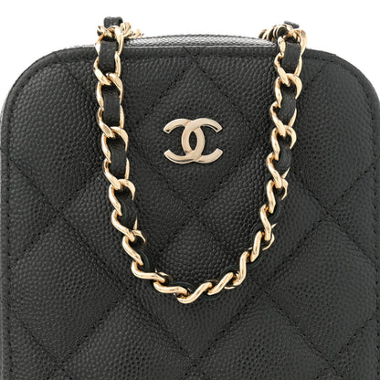Chanel Caviar Quilted Phone Holder Wallet On Chain WOC Black 8 of 11