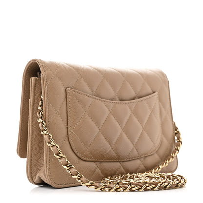 Chanel Caviar Quilted Wallet on Chain WOC Dark Beige 3 of 12