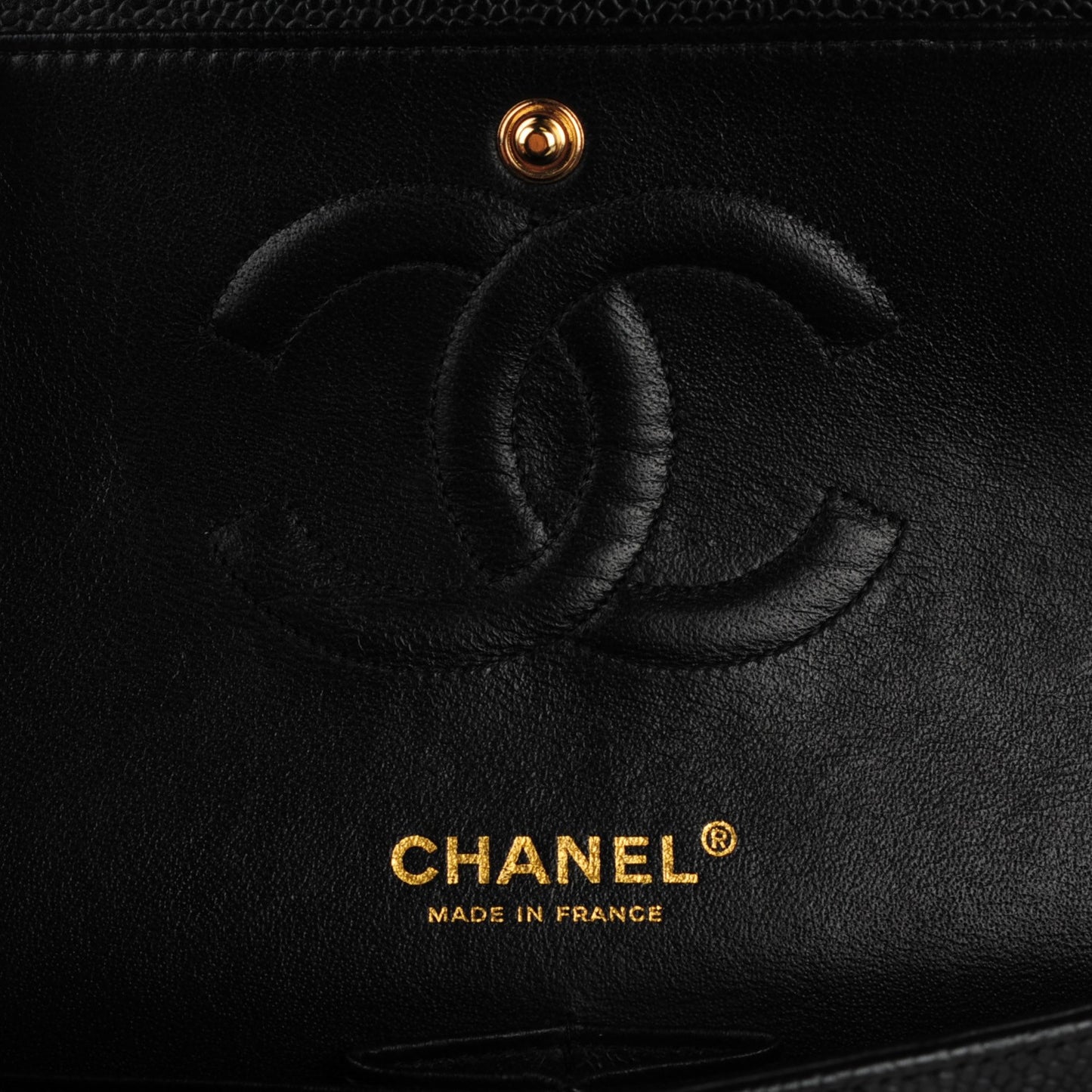 Caviar Quilted Medium Double Flap Black