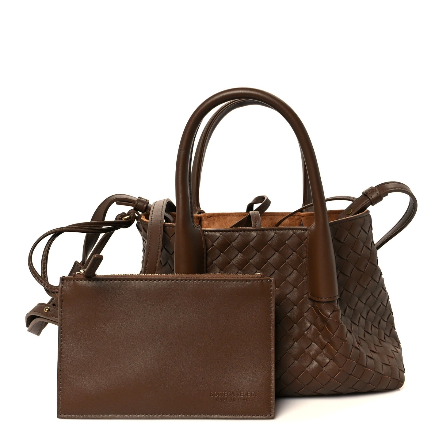 Calfskin Intrecciato Small Pinacoteca Tote Nocciola Amber
