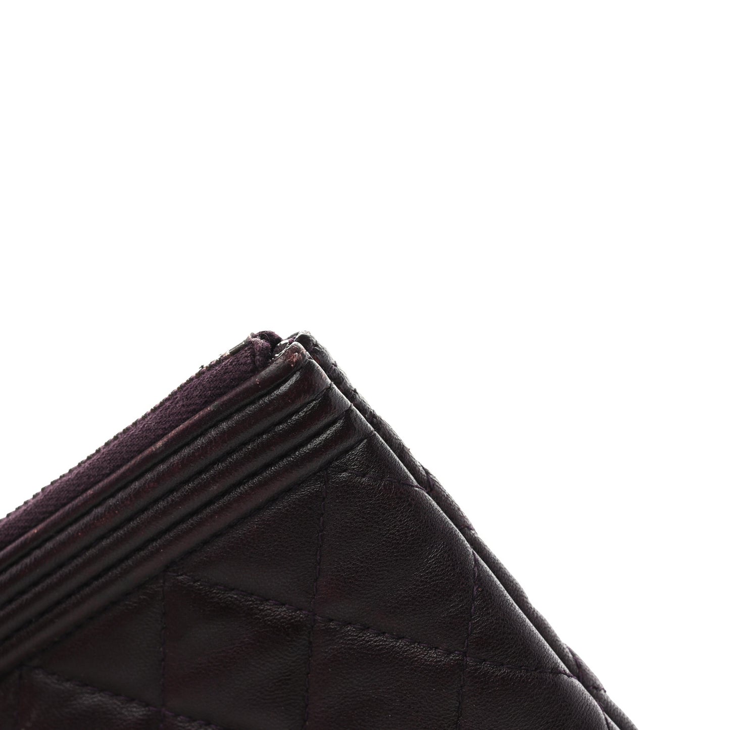 Lambskin Quilted Medium Boy Cosmetic Case Purple