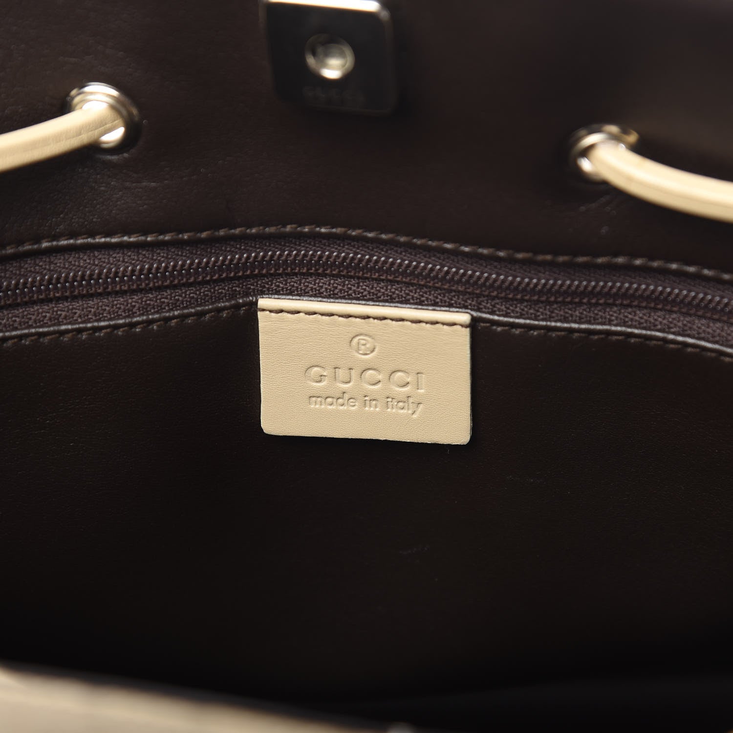 Gucci Monogram Drawstring Bag Beige 6 of 13