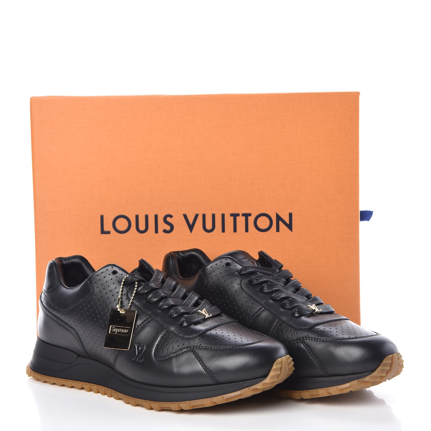 X SUPREME Calfskin Run Away Sneakers 7 Black