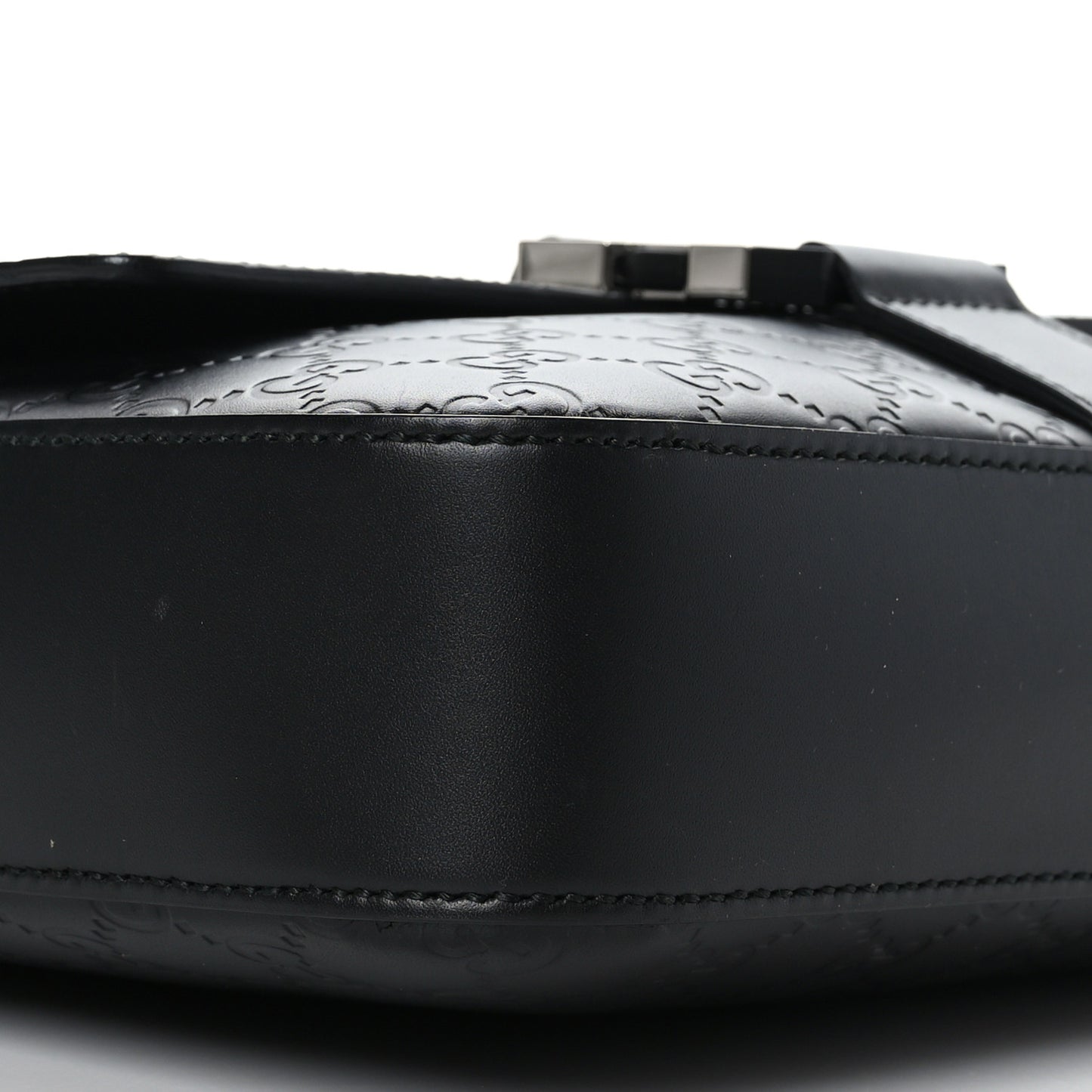 Guccissima Signature Single Buckle Flap Messenger Bag Black