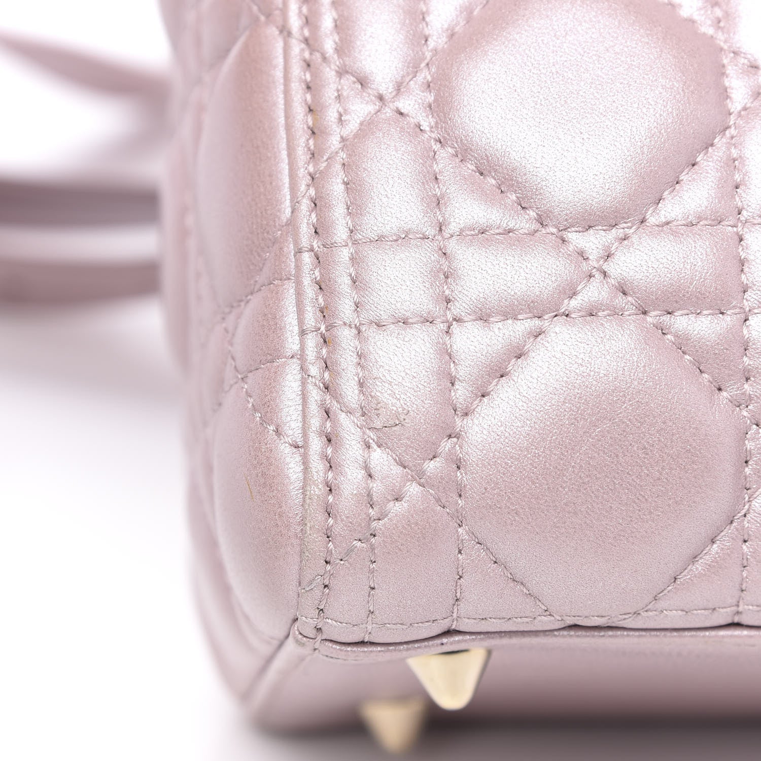 Christian Dior Pearly Lambskin Cannage Medium Lady Dior Lotus 13 of 14