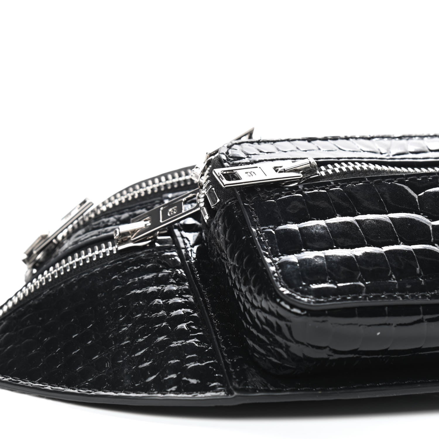 Alexander Wang Crocodile Embossed Patent Mini Top Handle Attica Belt Bag Black 5 of 8
